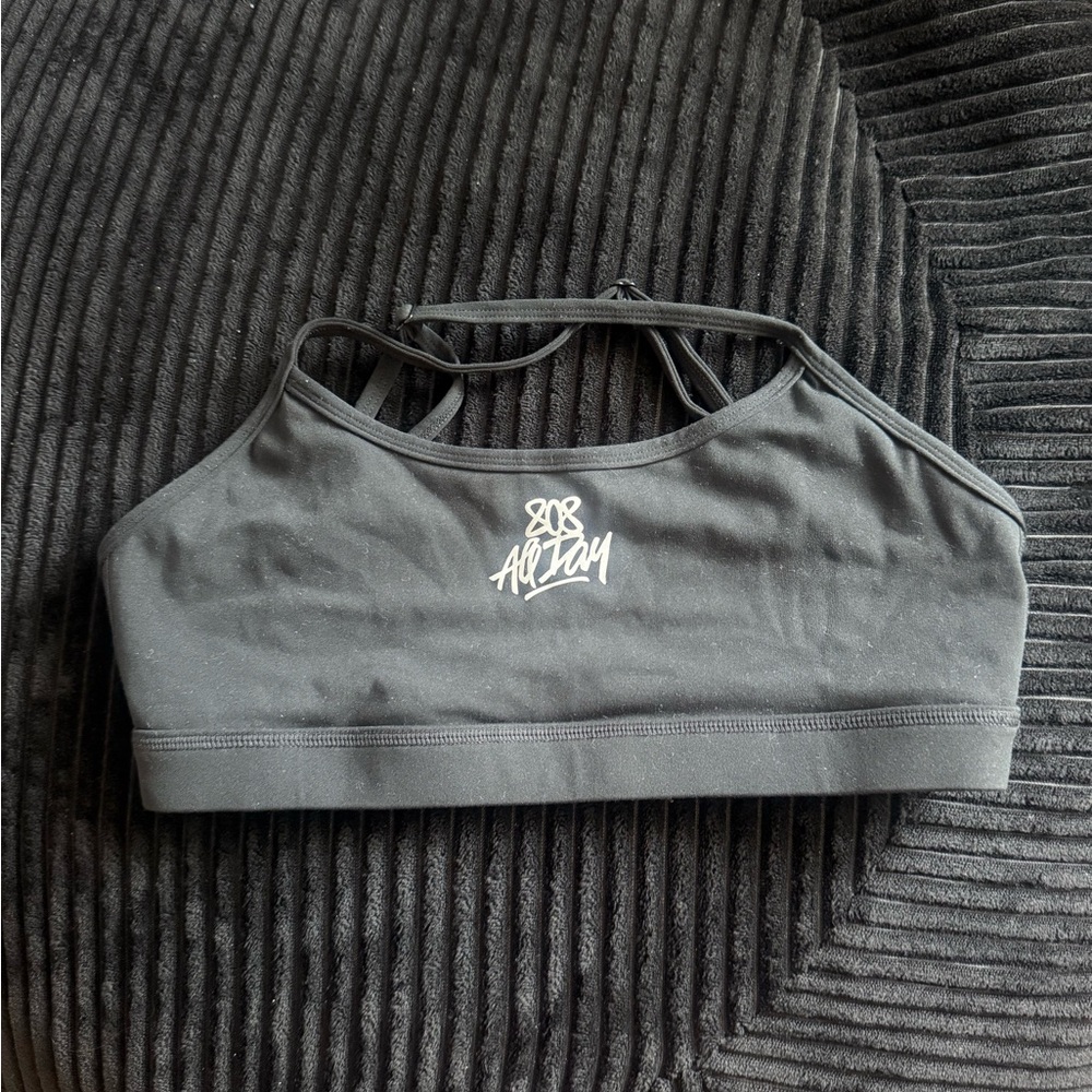 808 All Day Black Strappy Sports Bra